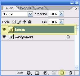create new layer Design Glossy Web 2.0 Button in Photoshop