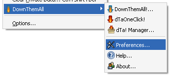 DownThemAll Firefox Extension preference Manage and Boost Firefox Download Speed DownThemAll