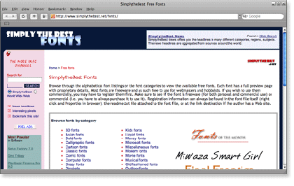 simplythebest 21 Most Visited Free Fonts Site