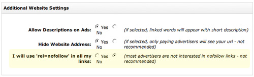nofollow on linkworth