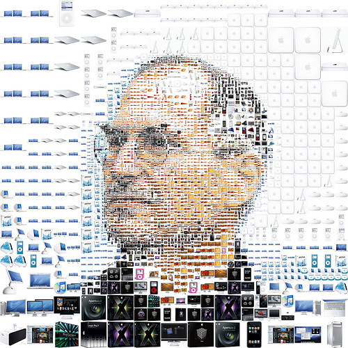 sj collage Collage of Steve Job With Apple Products