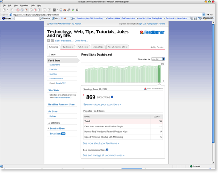 feedburner Top 14 Free Web Statistics Tools