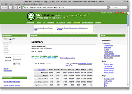 gostats Top 14 Free Web Statistics Tools