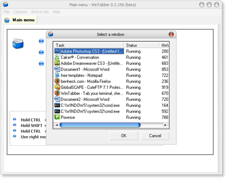 wintabber wintabber01 Open All Windows Applications In Tabs   WinTabber